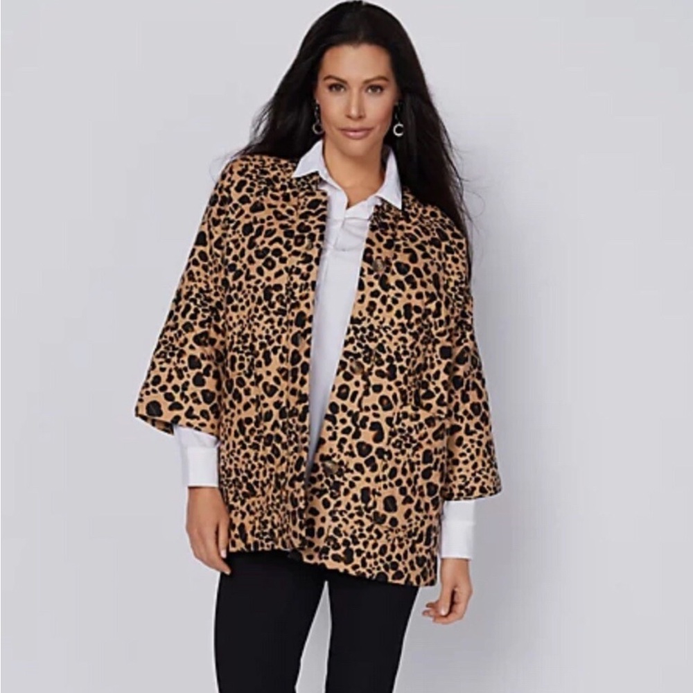 Isaac Mizrahi Tan and Black Animal Print Quilted Jacket